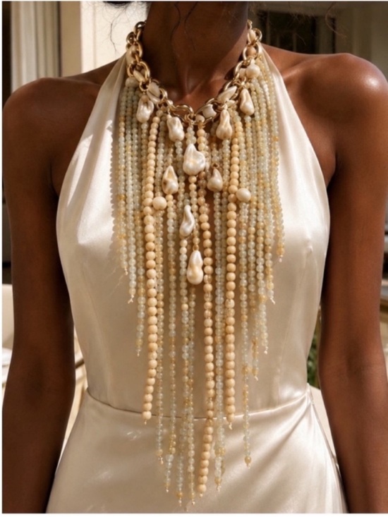 Jewelry - New! Coastal Boho Neutral Beaded Statement Necklace NWOT 5032